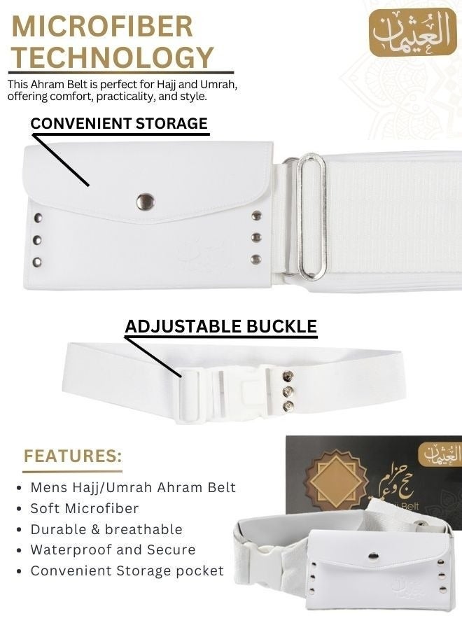 العثيمان حزام الإحرام للرجال أثناء الحج والعمرة - حزام الإحرام المقاوم للماء | تقنية الألياف الدقيقة الجديدة سريعة الجفاف | مثالي للإحرام - Image 5